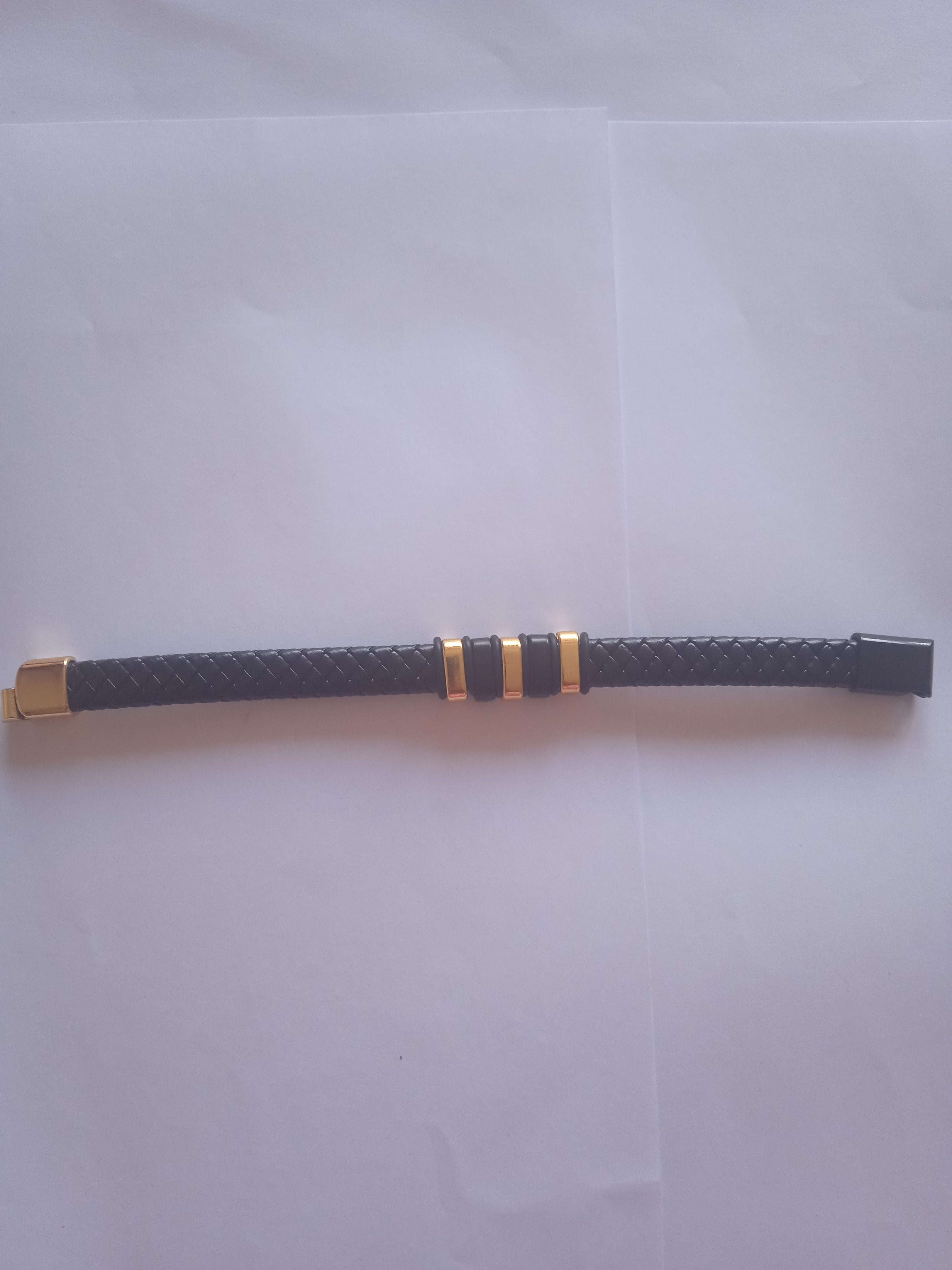 bracelet homme noir doré