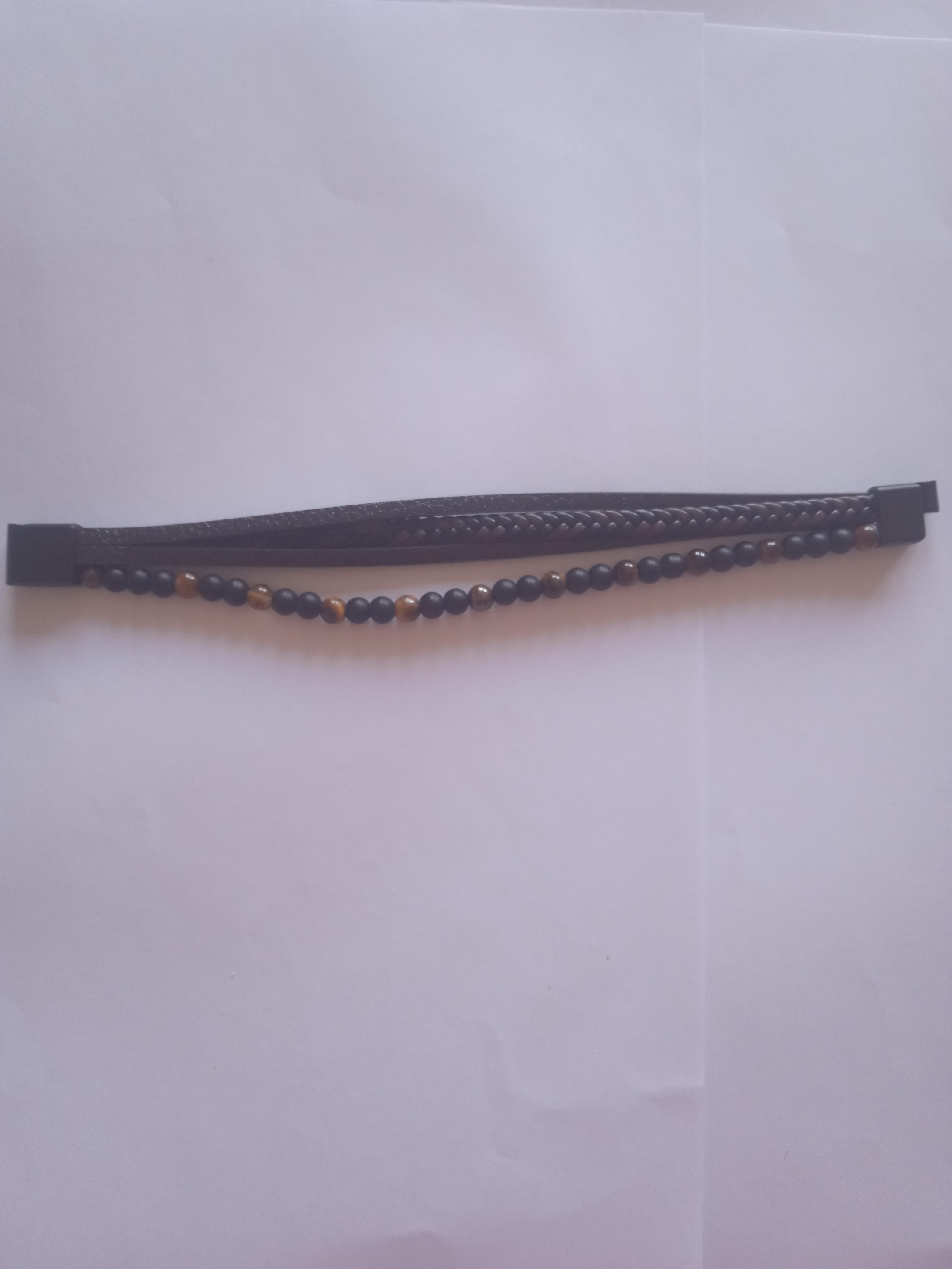 bracelet homme perle marron noir tressé