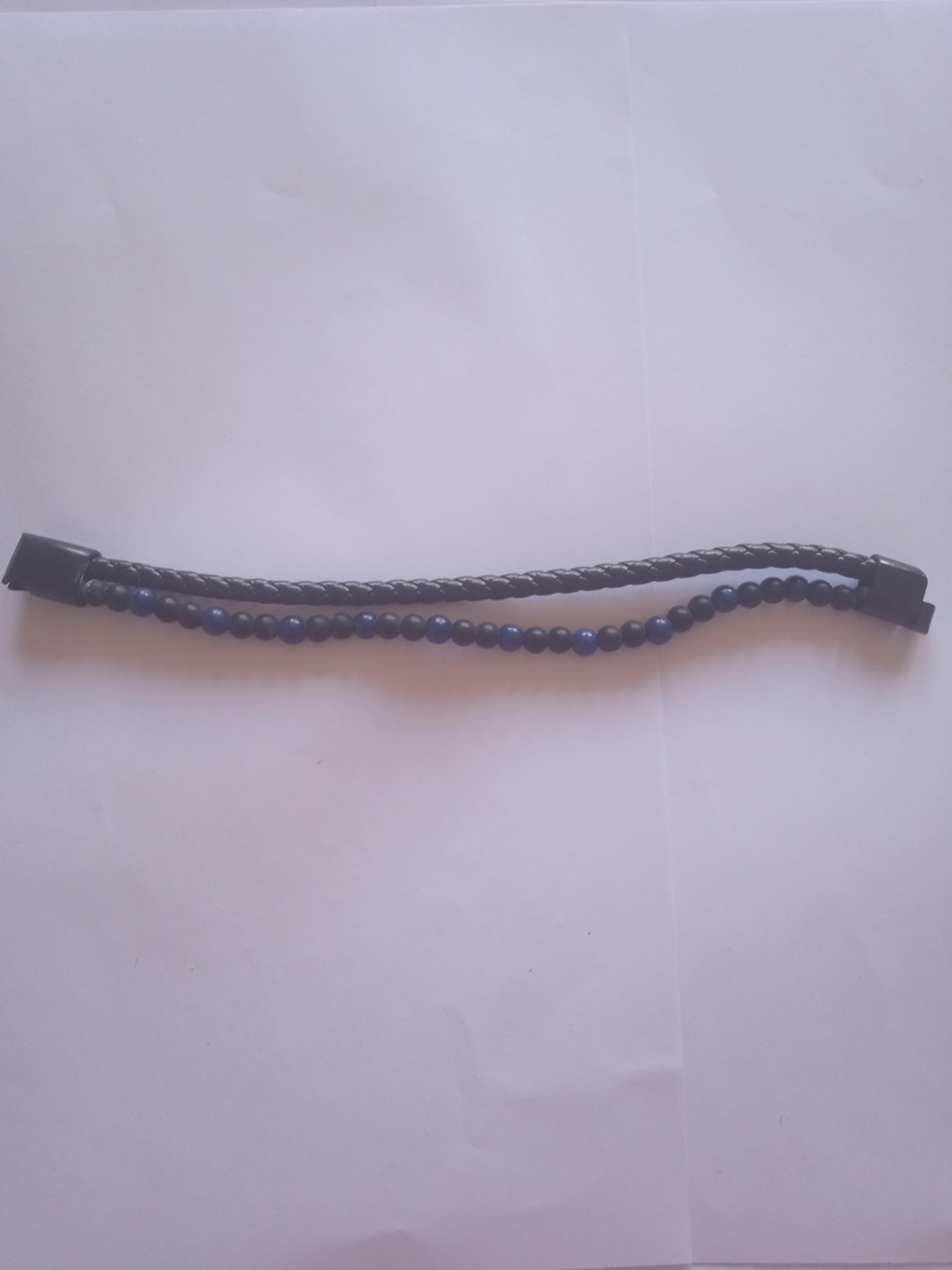 bracelet homme perle bleu noir