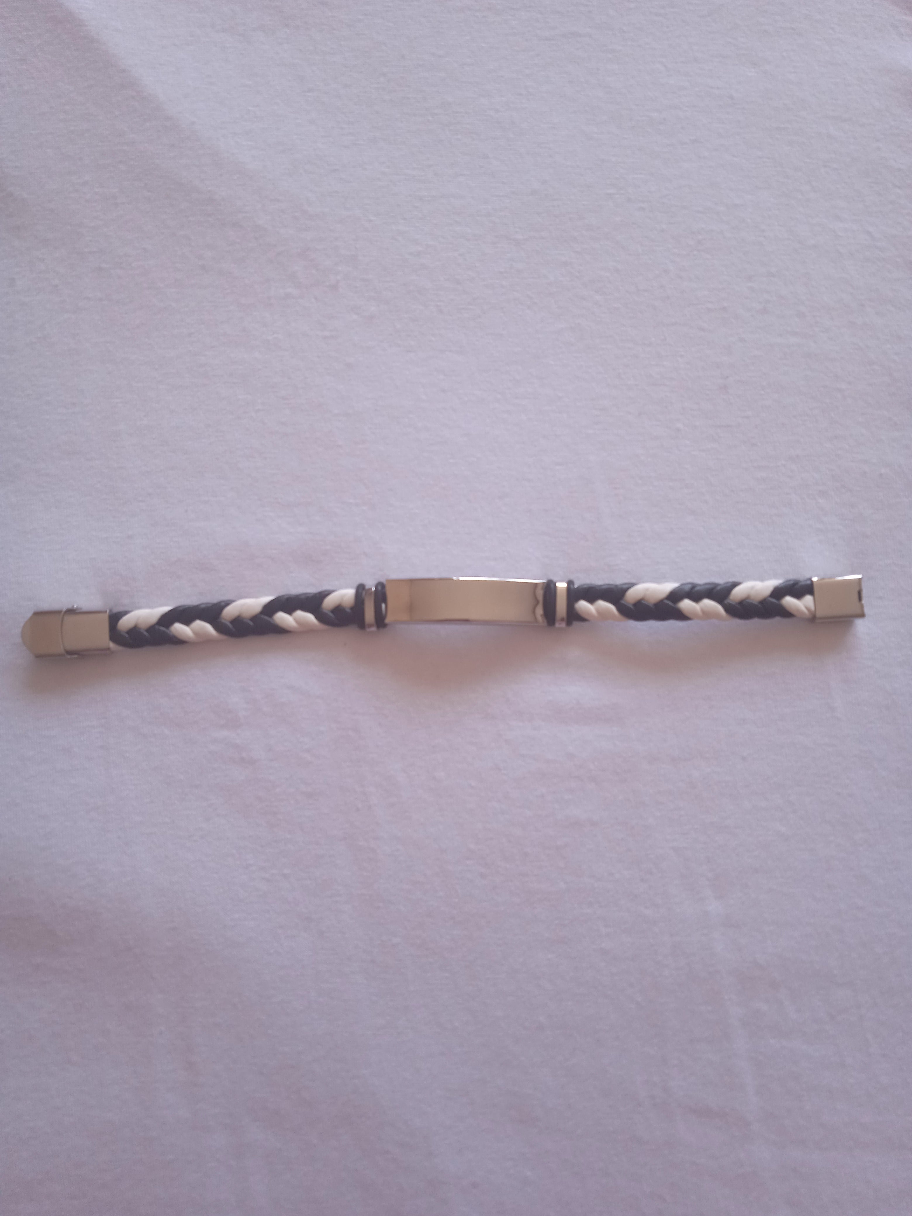 bracelet homme tressé noir blanc