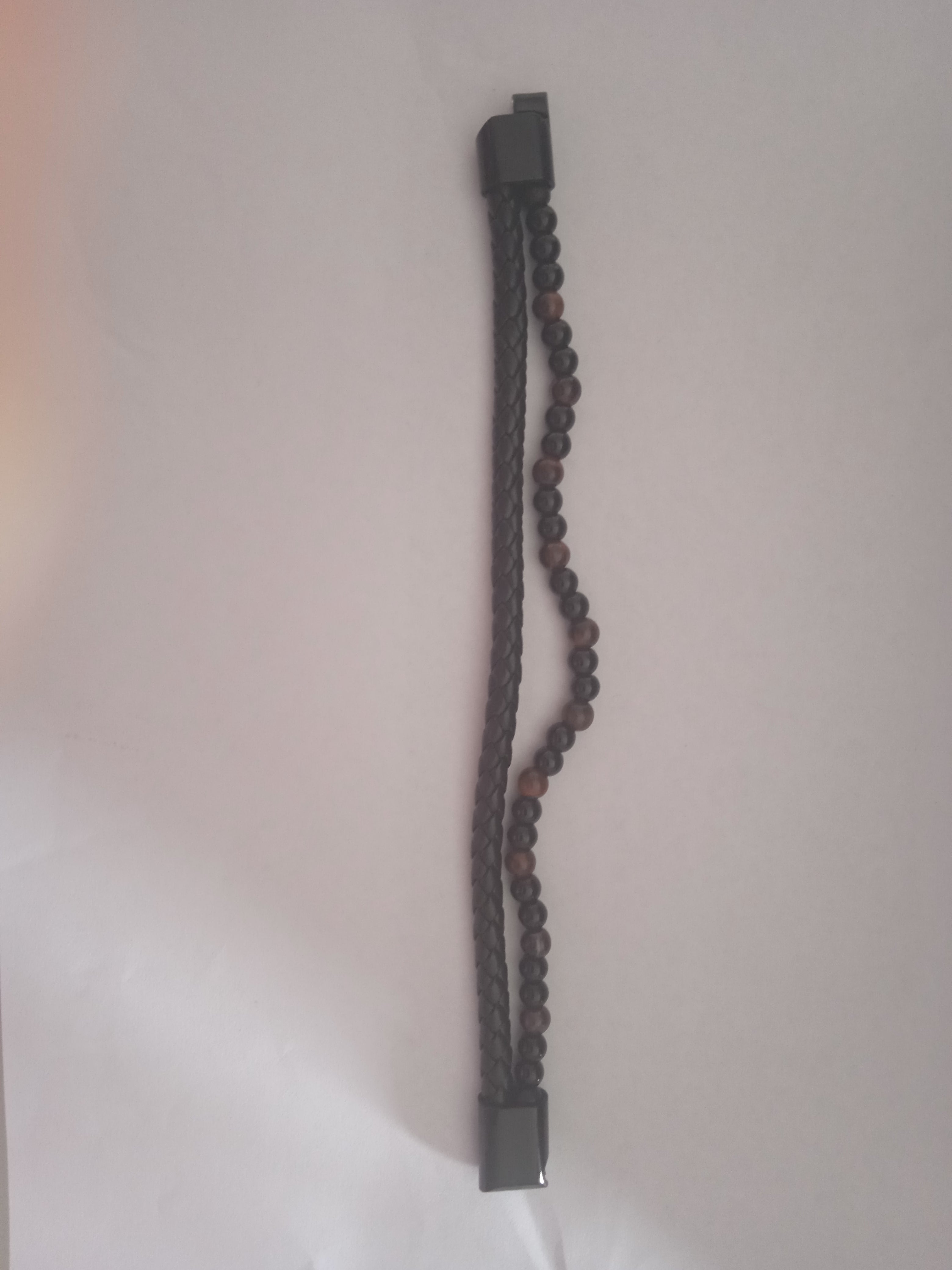 bracelet homme perle marron noir tressé