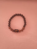 bracelet mixte initial œil de tigre protection marron noir : ABCDEFGHIJKLMNOPQRSTUVWXYZ