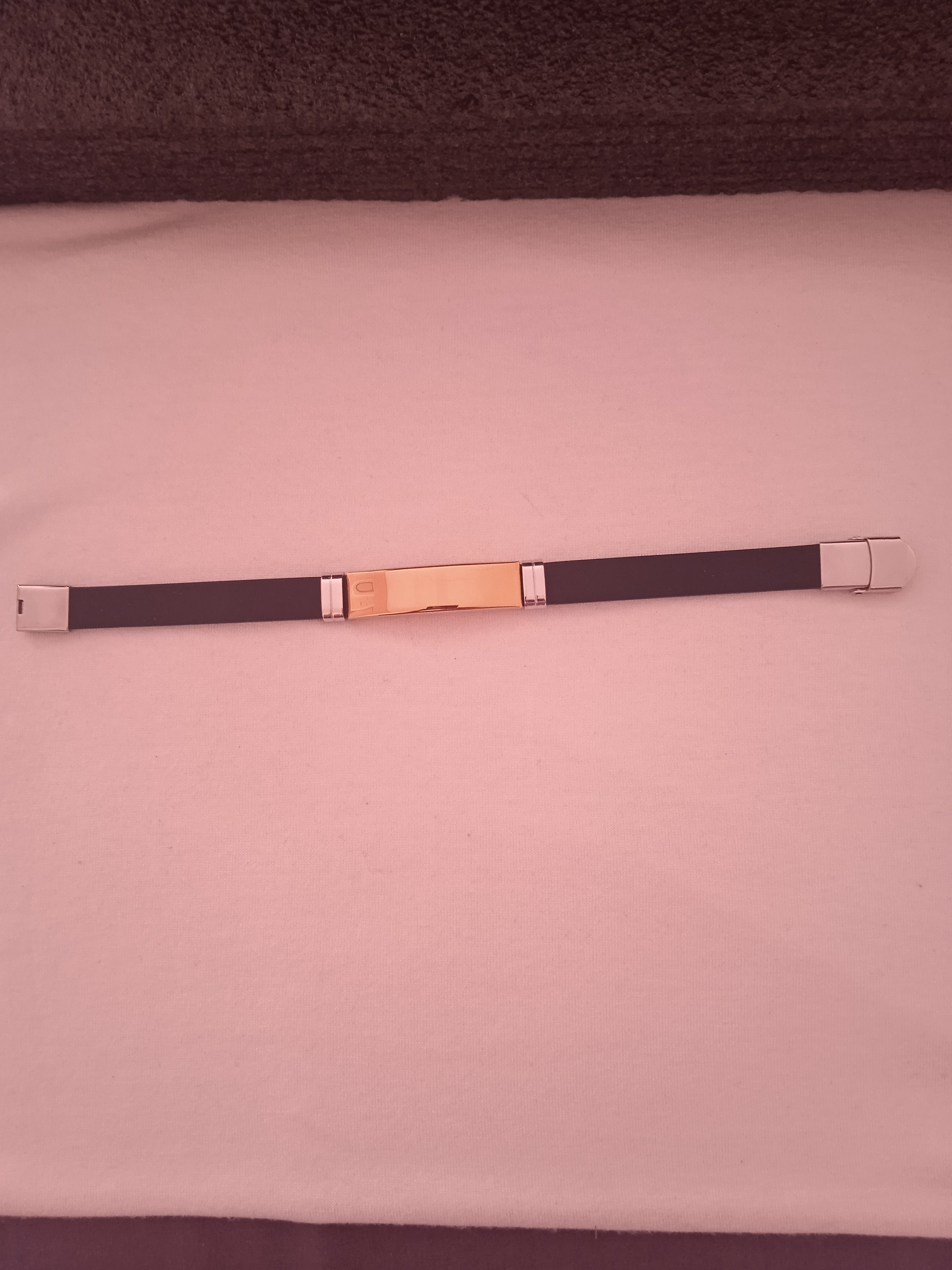 bracelet mixte acier doré noir lacet