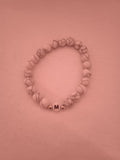bracelet mixte initial "M" blanc rayé oeil de dragon