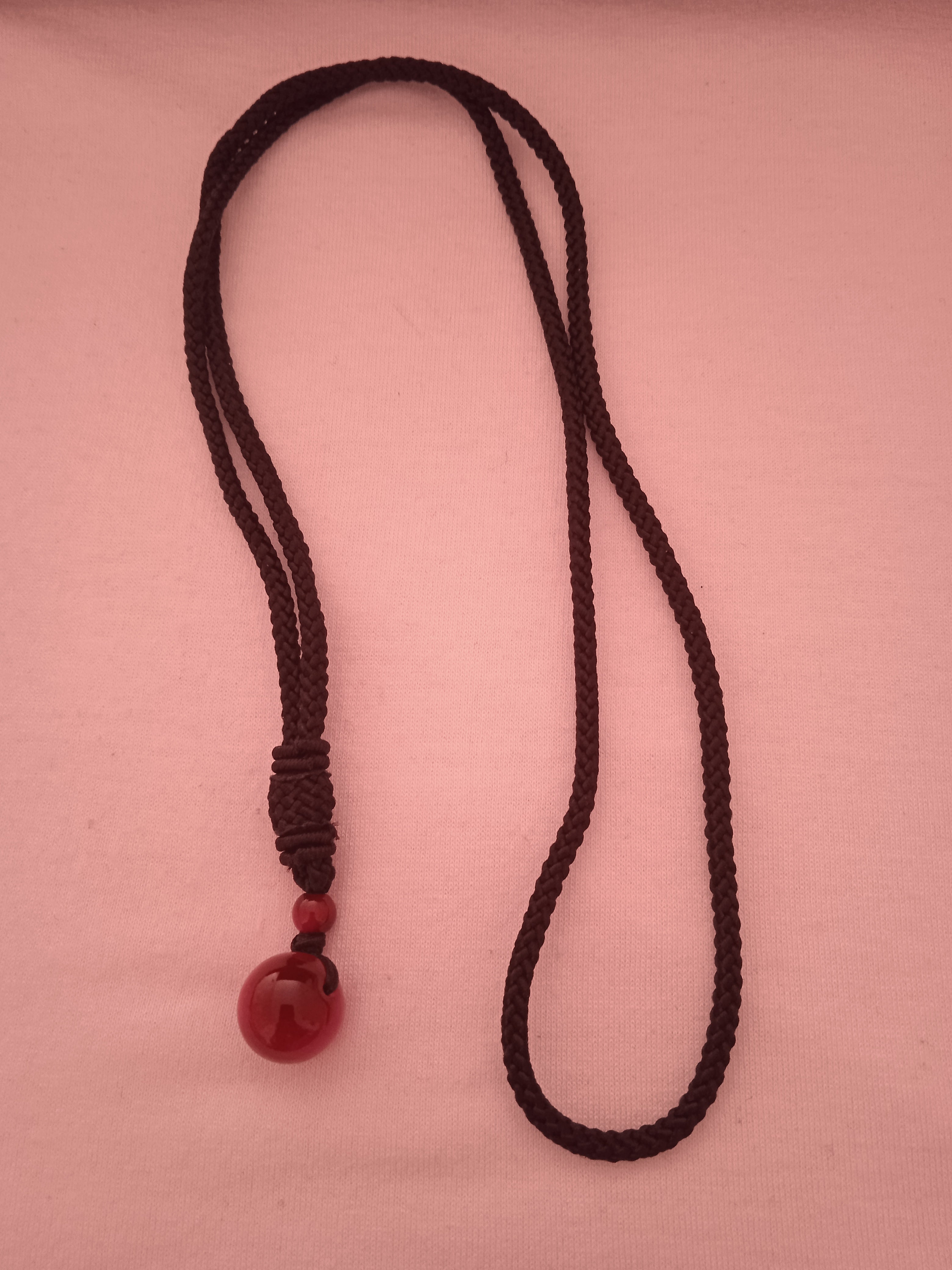 collier femme cordon noir rose