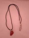 collier femme cordon noir acier + pendentif marron
