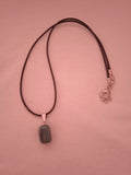 collier femme cordon noir acier + pendentif vert méditerranée