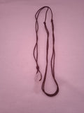 collier femme cordon marron ajustable raffinée pendentif pierre blanc allongée
