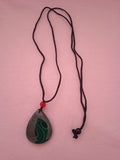 collier femme cordon marron raffinée marron pendentif cœur vert pastèque