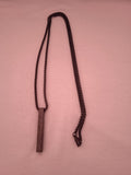collier femme cordon marron raffinée pendentif pierre noir allongé