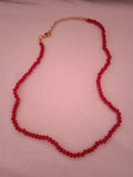 chaine femme rouge acier or doré plaqué