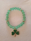 bracelet femme vert trèfes acier doré