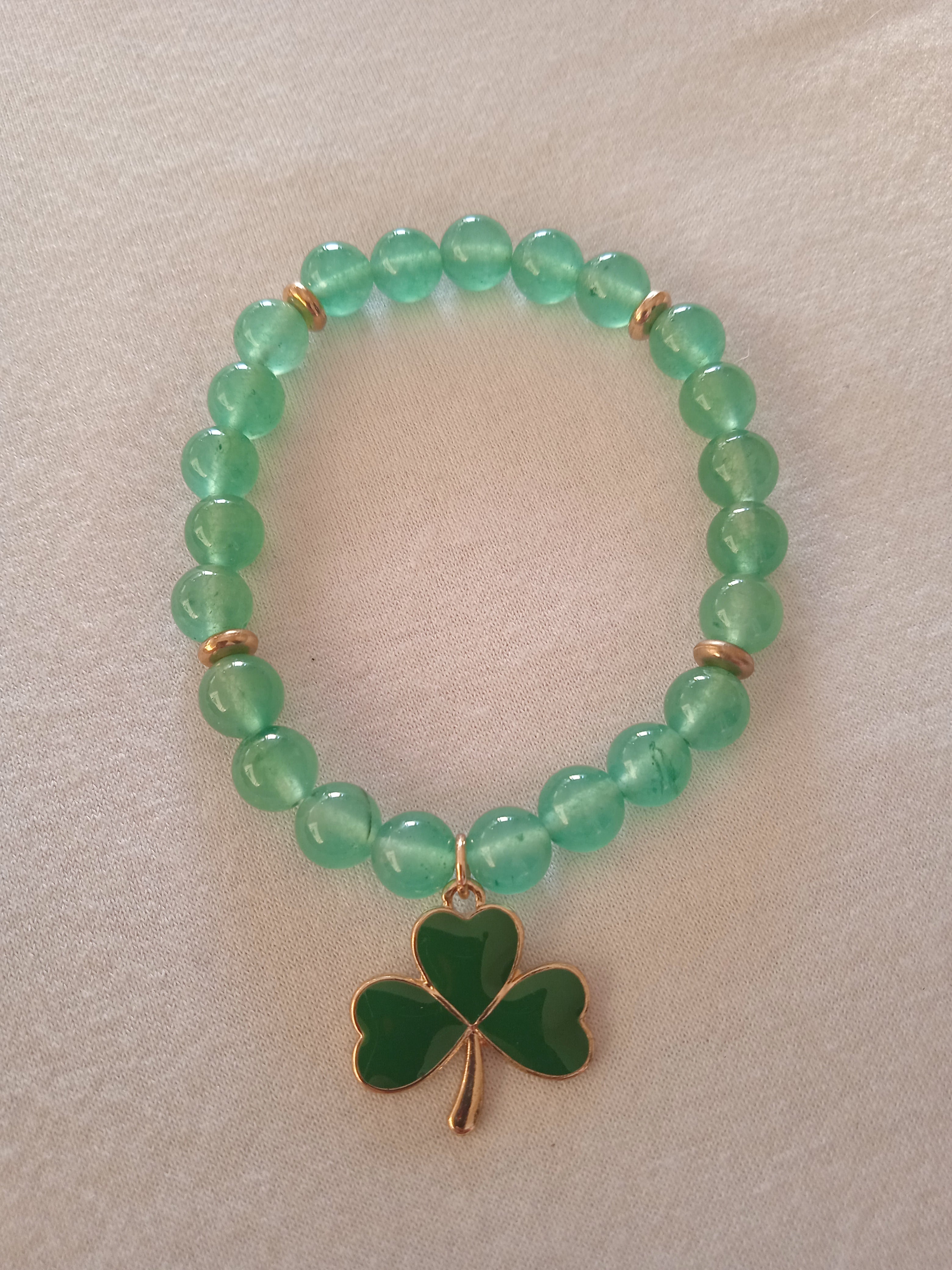 bracelet femme vert trèfes acier doré
