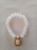 bracelet femme montres soleil perles blanc pierre blanc carré acier beige doré