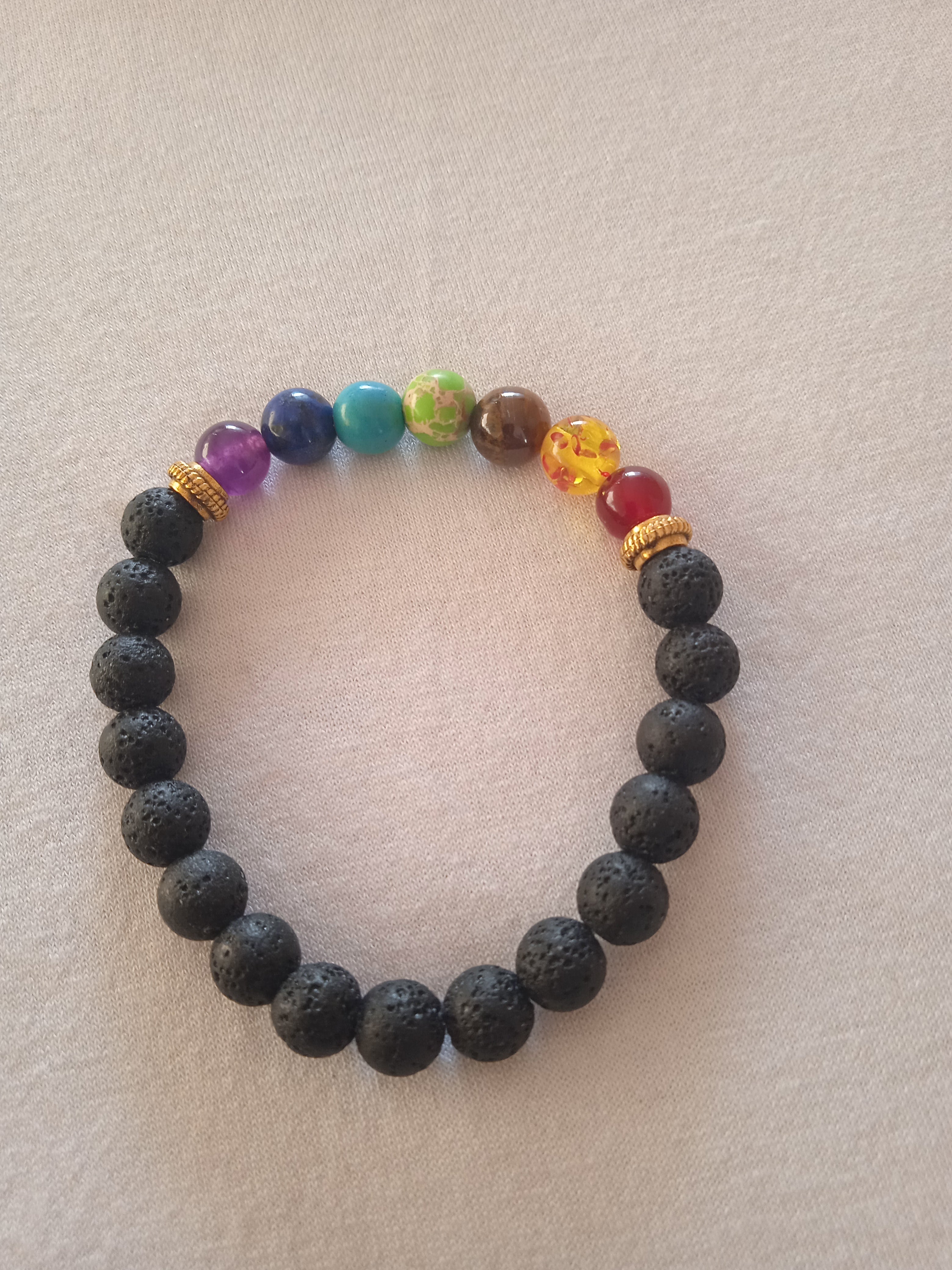 bracelet mixte perles bois noir acier doré