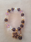 bracelet femme violet floral acier doré