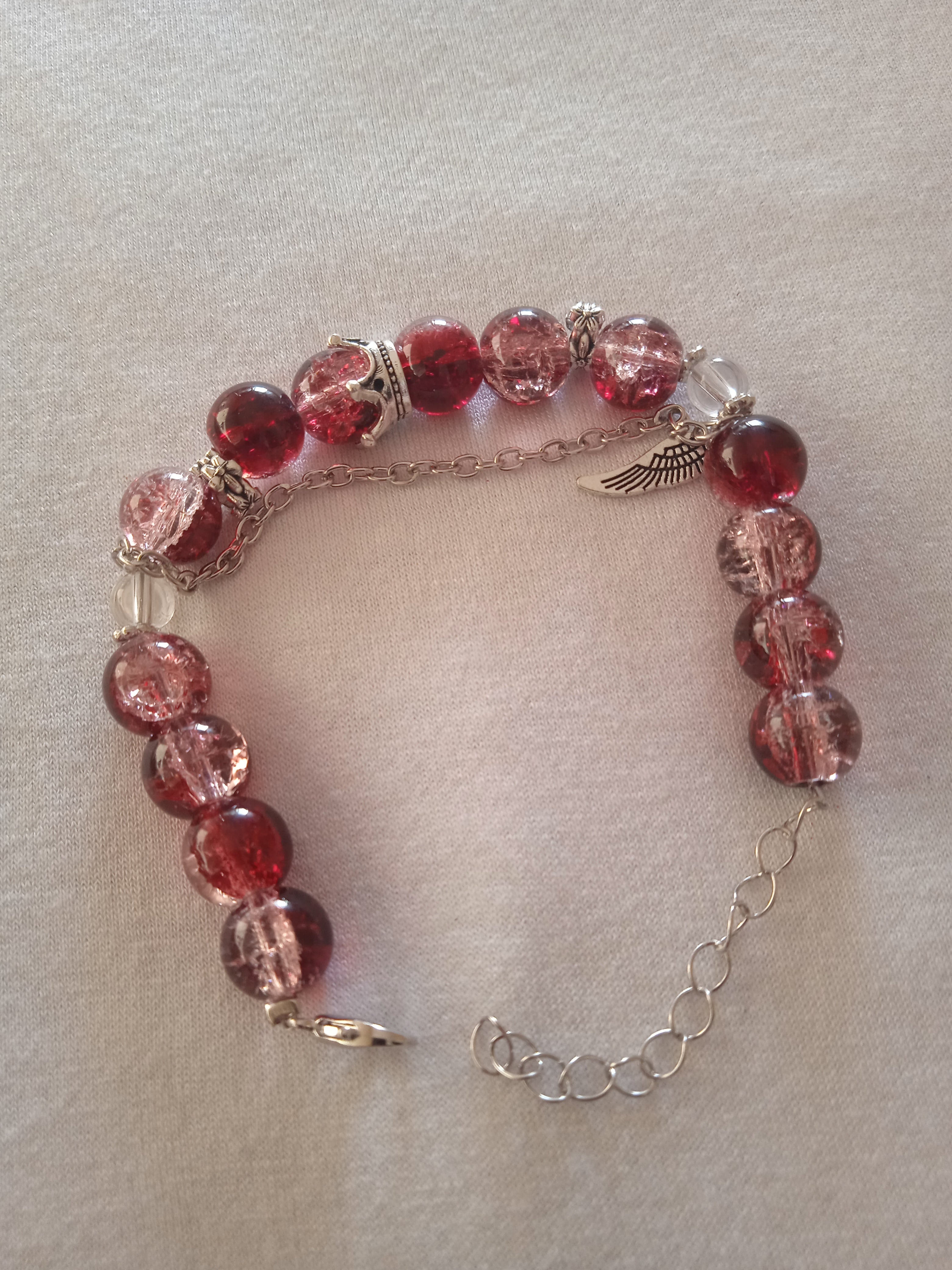 bracelet femme perles rouge acier