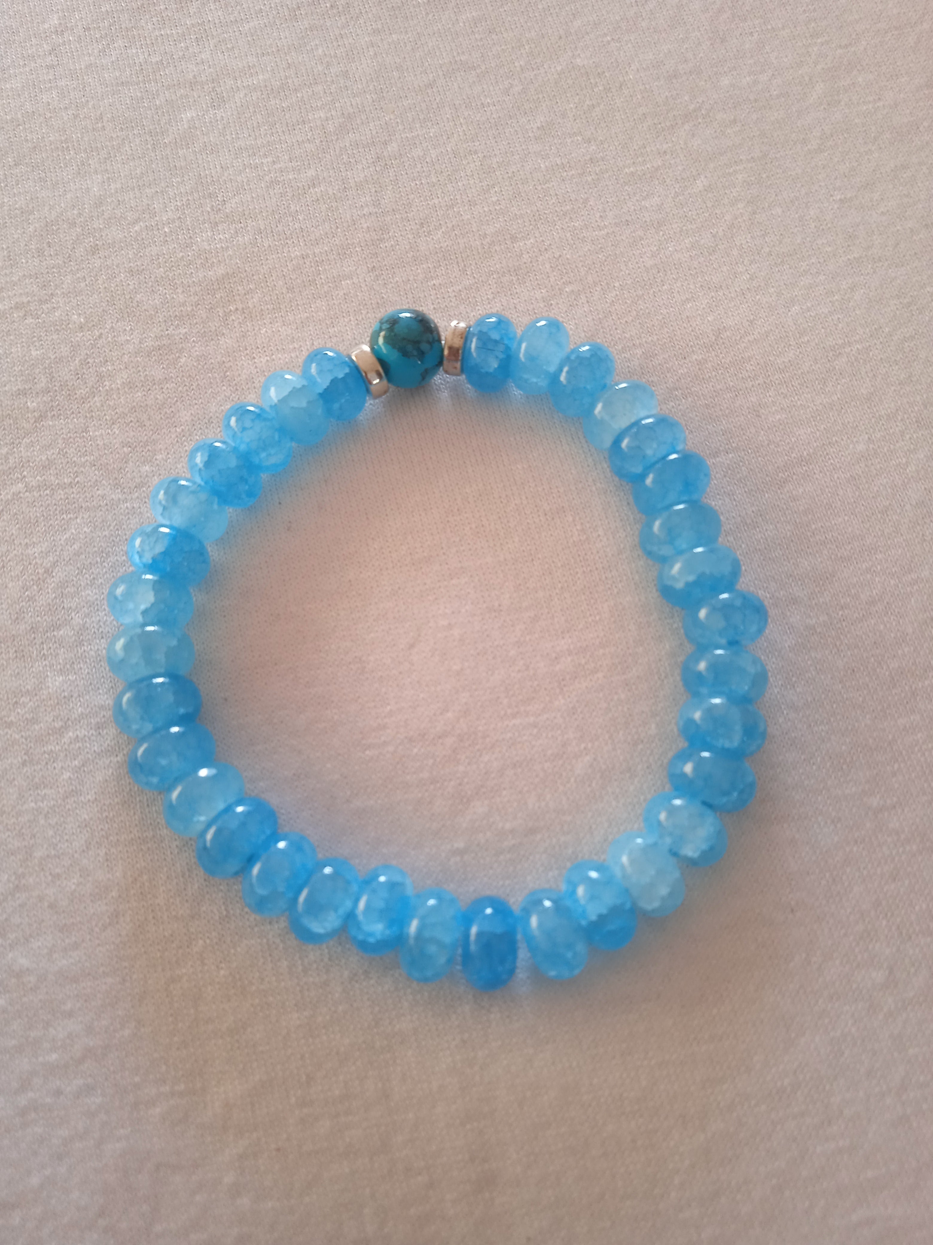 bracelet femme bleu pierre bleu turquoise acier