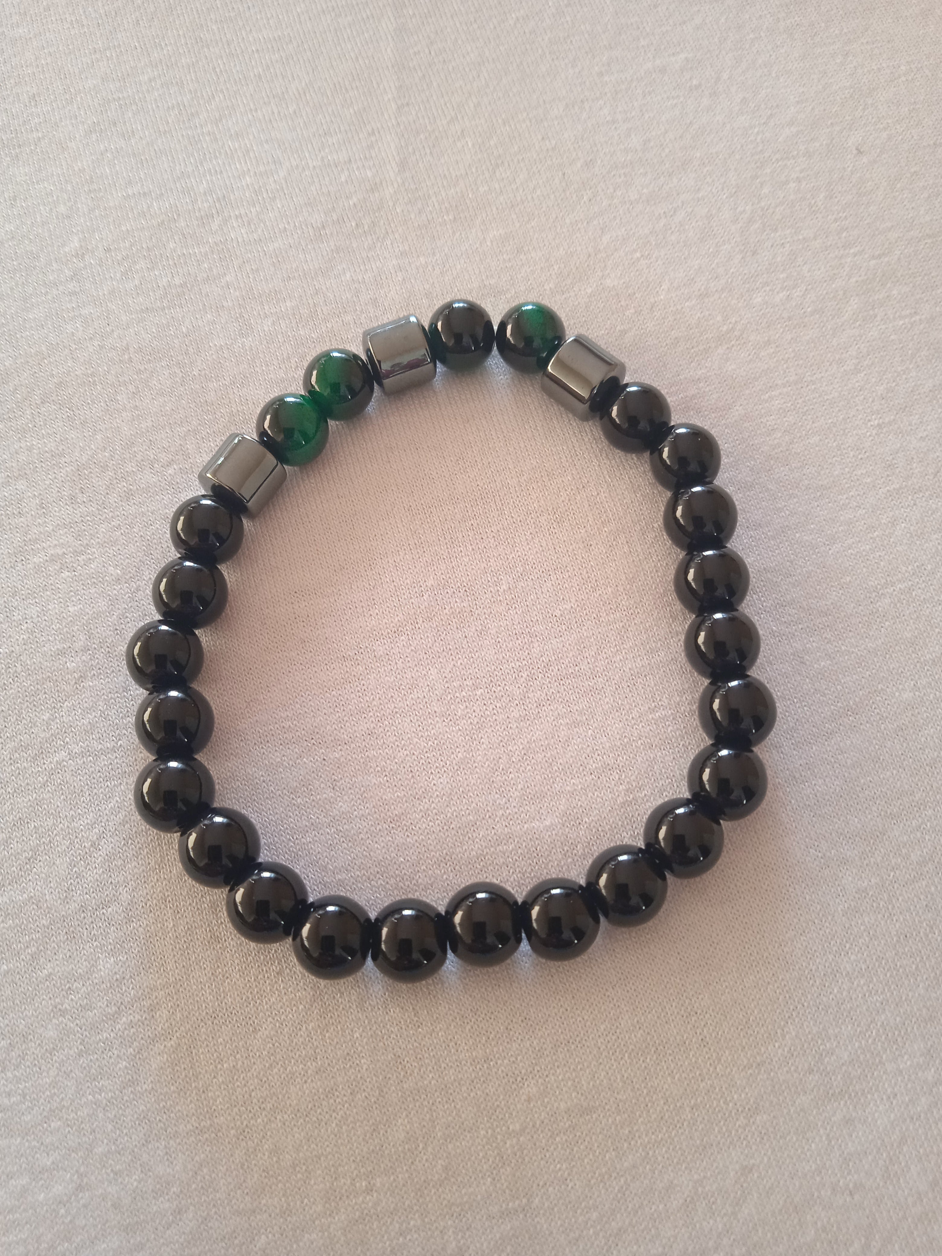 bracelet femme hématite acier noir & vert turquoise