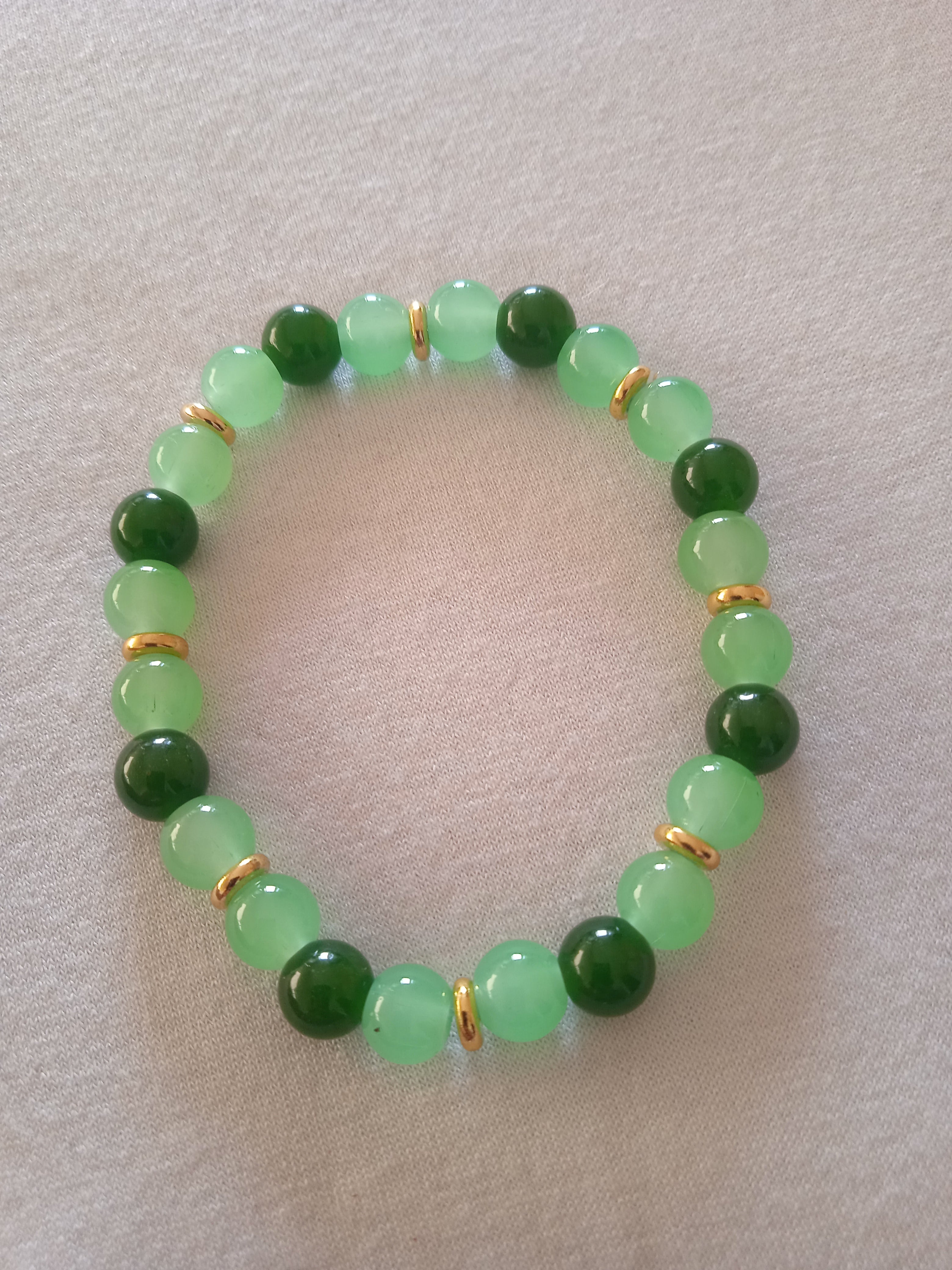 bracelet femme vert & acier doré