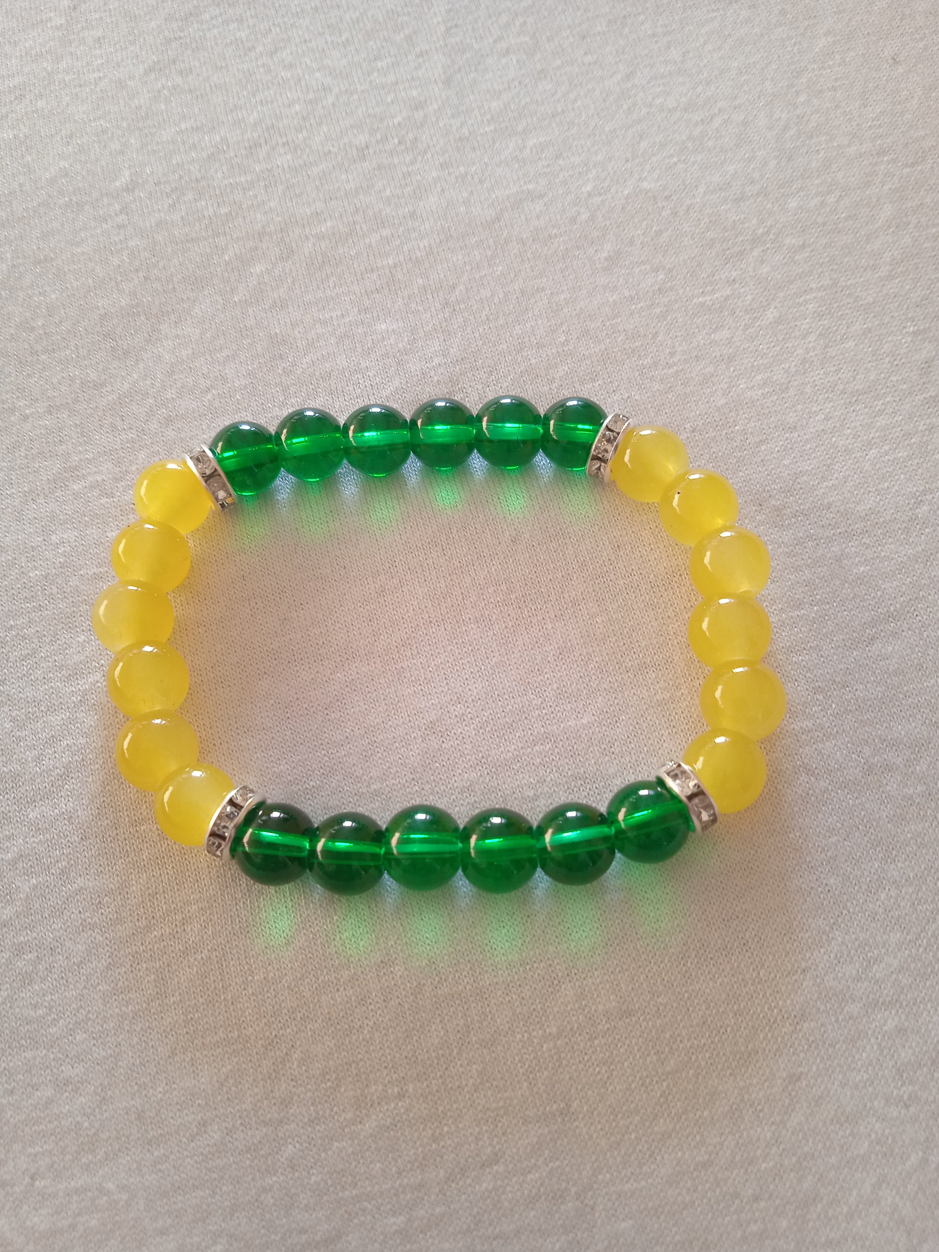 bracelet femme ensoleillée jaune & vert acier