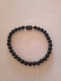 bracelet mixte guérison protection pierre noir & acier doré