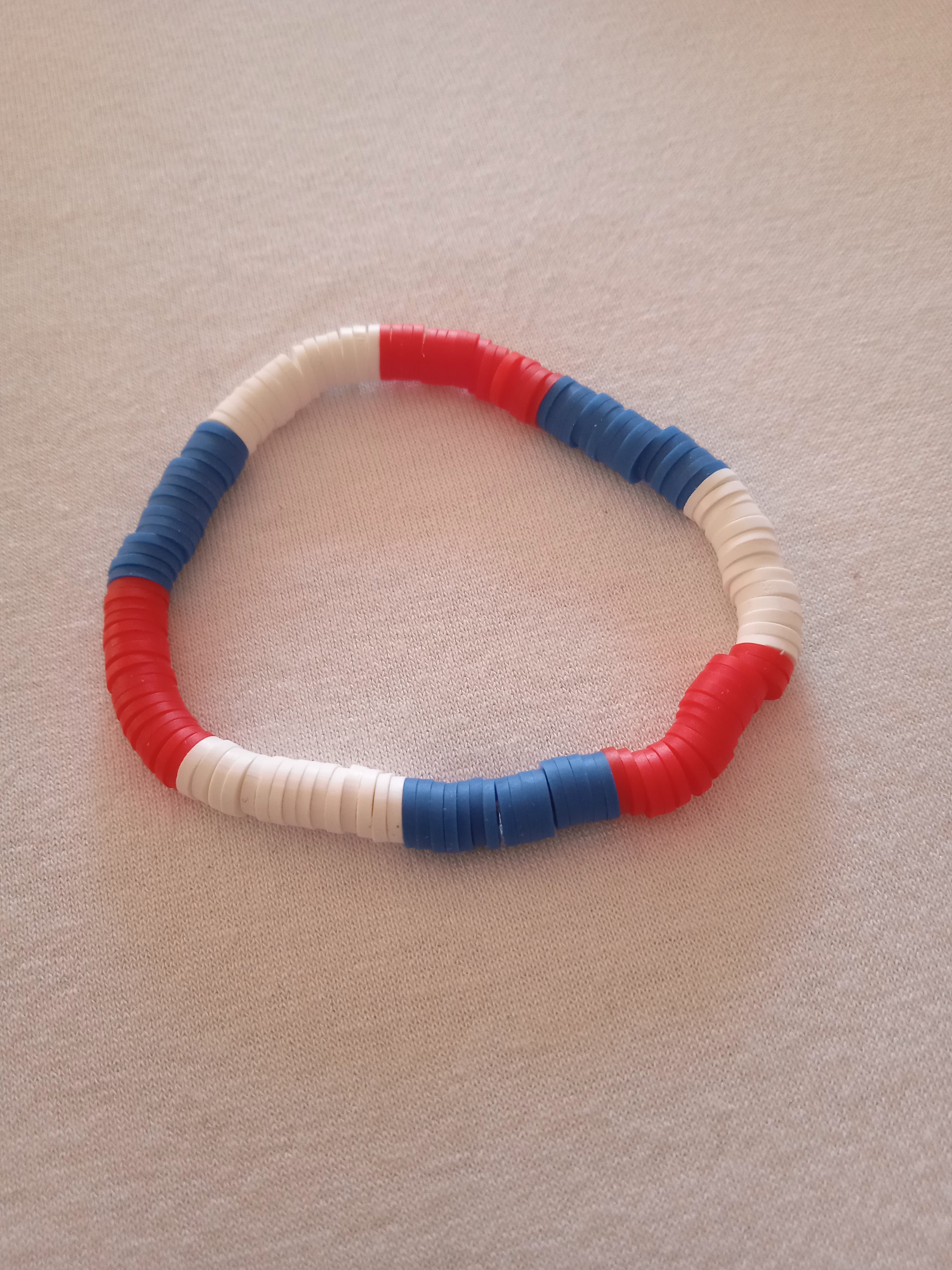 bracelet mixte perle rond tuto bleu blanc rouge