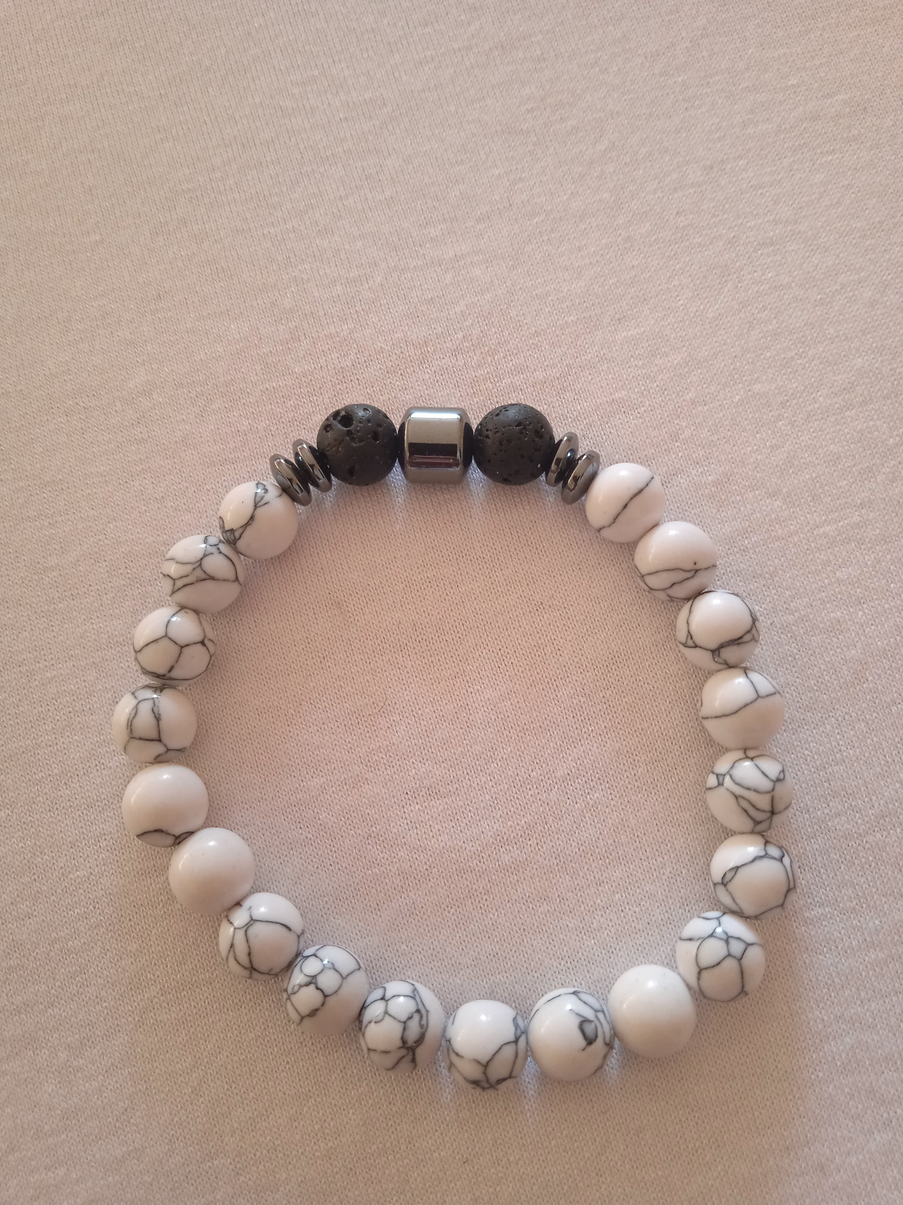 bracelet mixte oeil de tigre blanc noir en bois acier hématite
