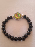 bracelet mixte géométrique acier noir bois