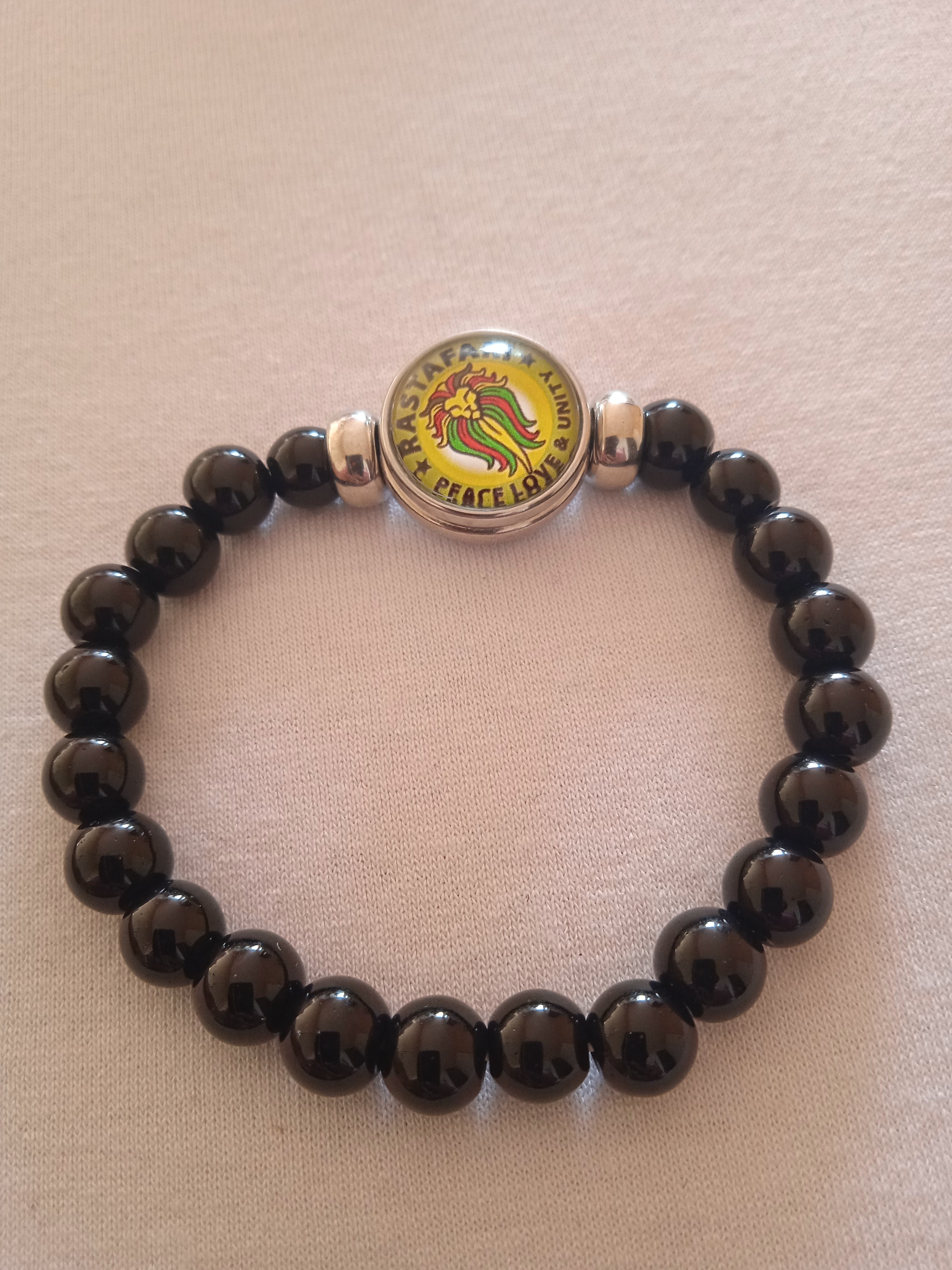 bracelet mixte géométrique acier noir bois
