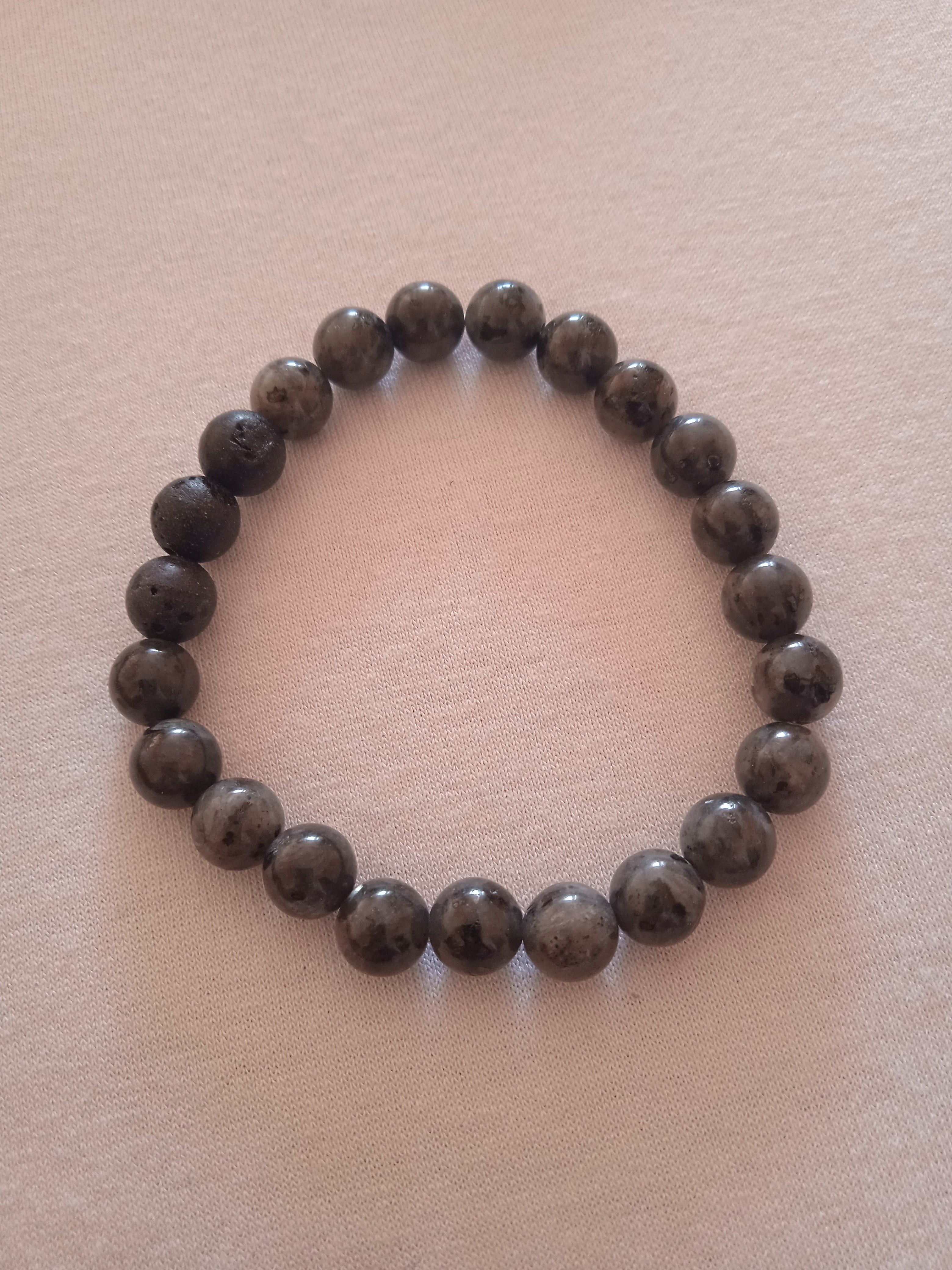 bracelet femme perles gris labradorite extensible