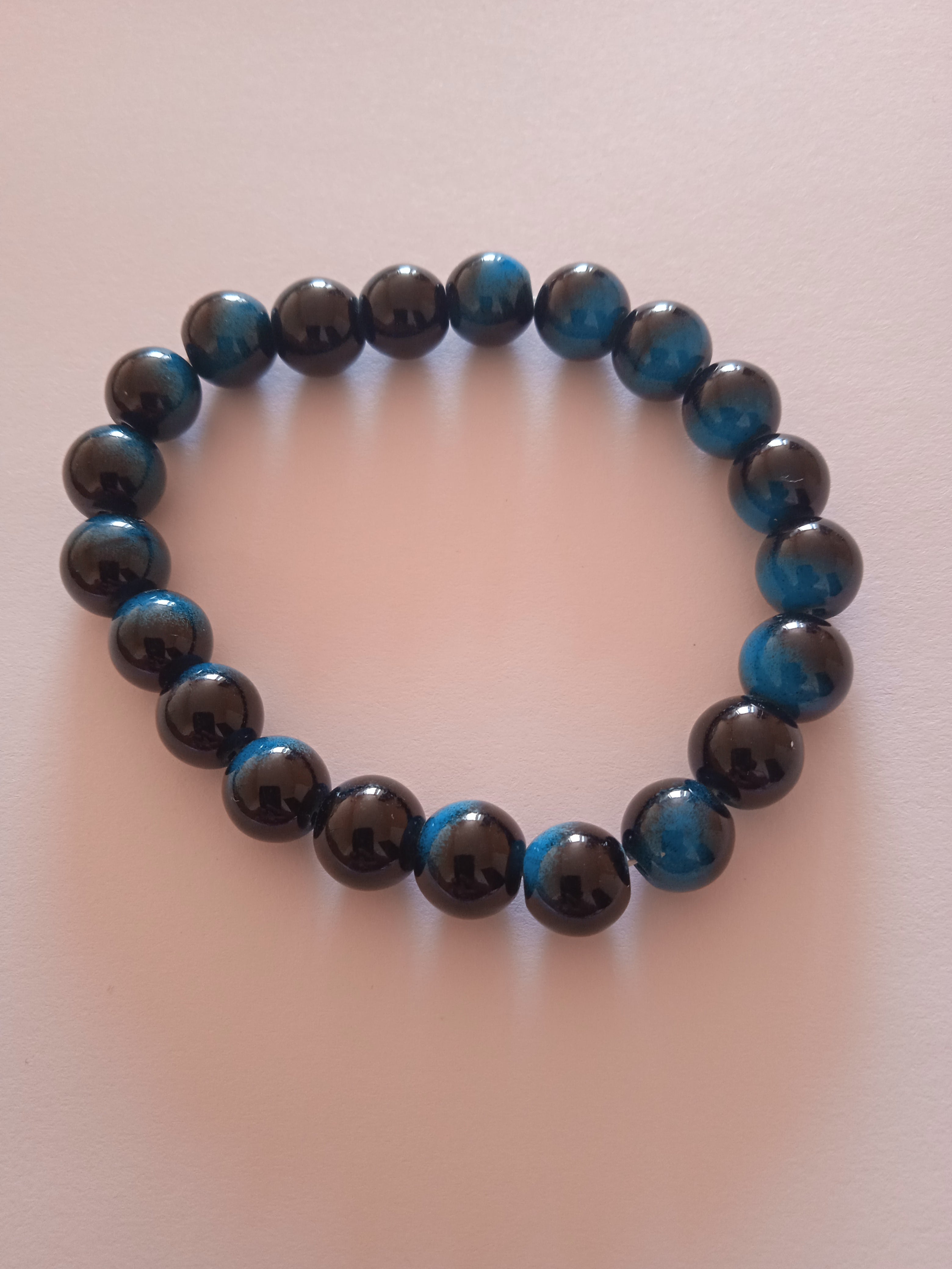 bracelet mixte d'azur protection perles bleu foncé noir