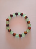 bracelet femme pierre perles vert & oeil de tigre marron