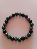 bracelet femme vert turquoise oeil de tigre hématite acier noir