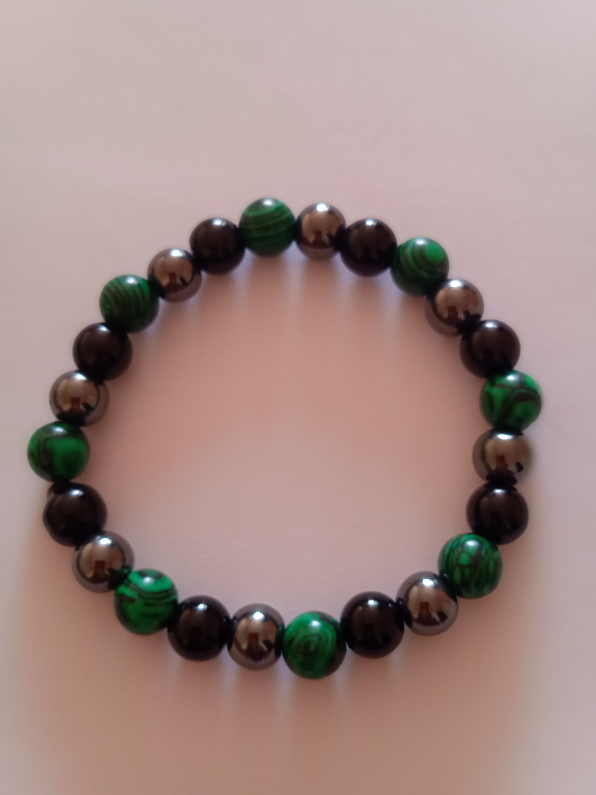 bracelet femme vert turquoise oeil de tigre hématite acier noir
