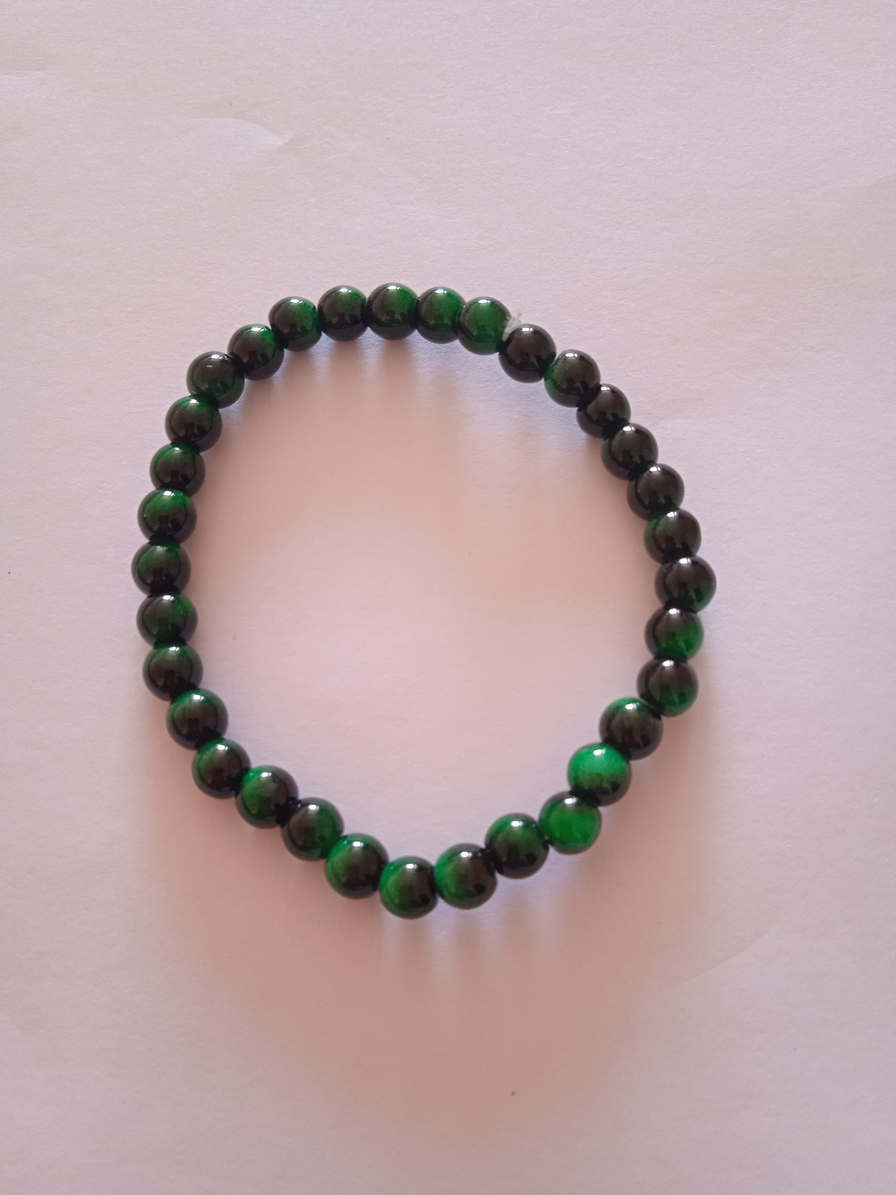 bracelet perles vert turquoise rayé oeil de dragon protection