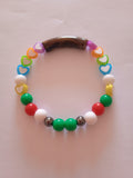 bracelet pendentif léopard cœur multicolore perle acier
