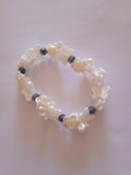 bracelet papillon perle bleu gris brillant protection fait main
