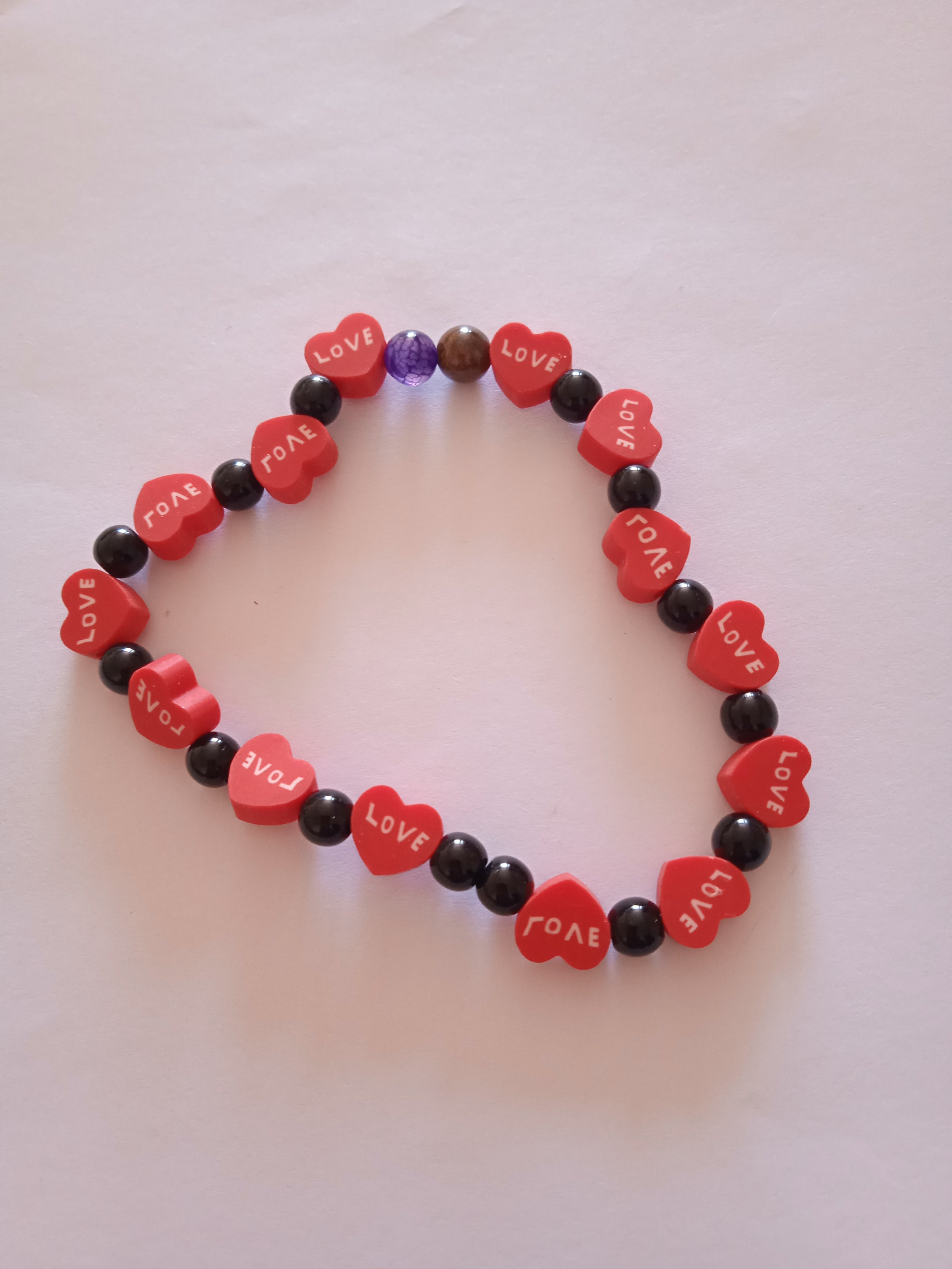 bracelet coeur rouge oeil de tigre protection