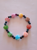 bracelet bouton multicolore oeil de chat bleu & noir protection
