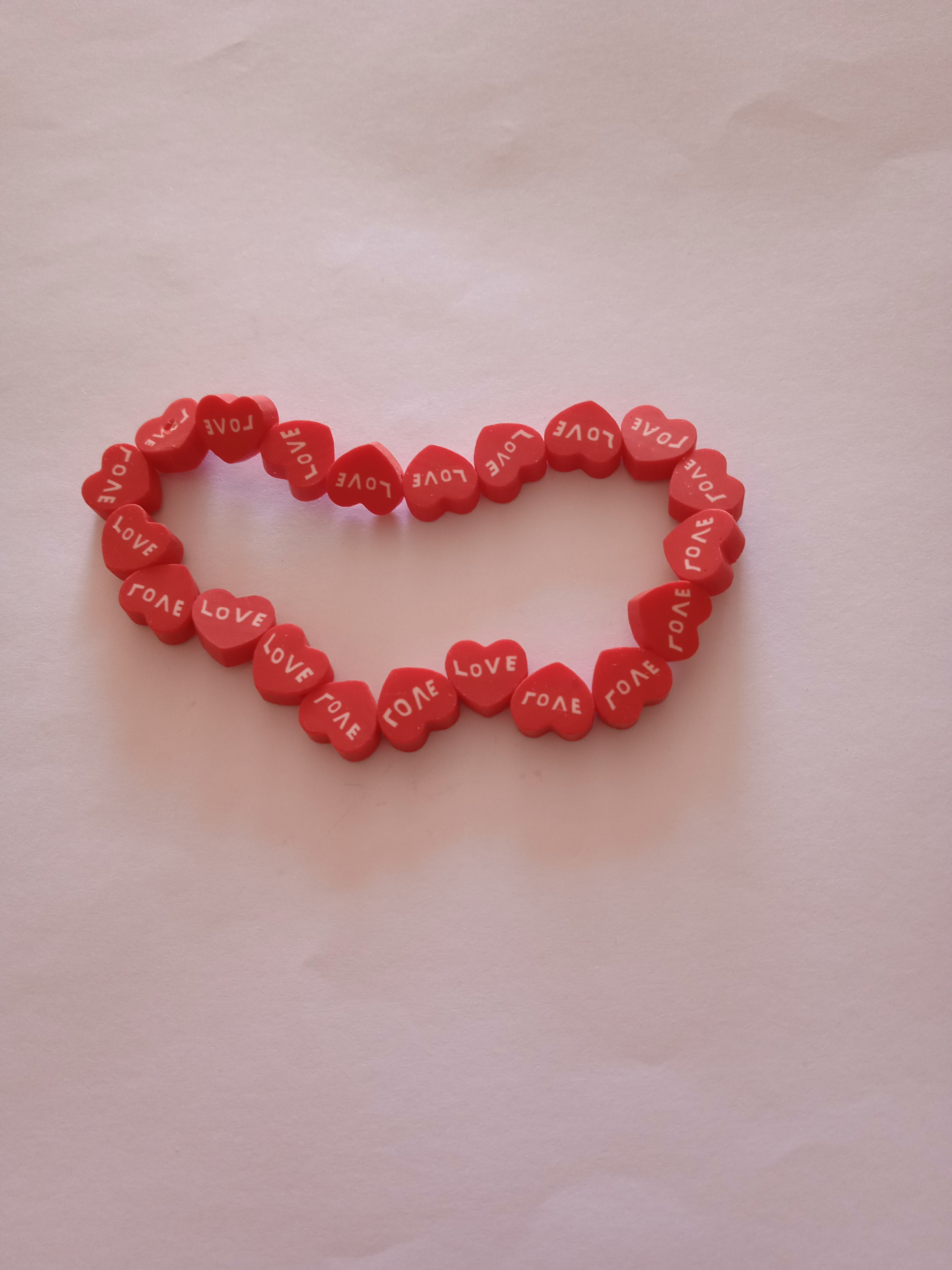 bracelet coeur love rouge fait main