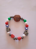 bracelet bouton léopard multicolore hématite rouge love fait main