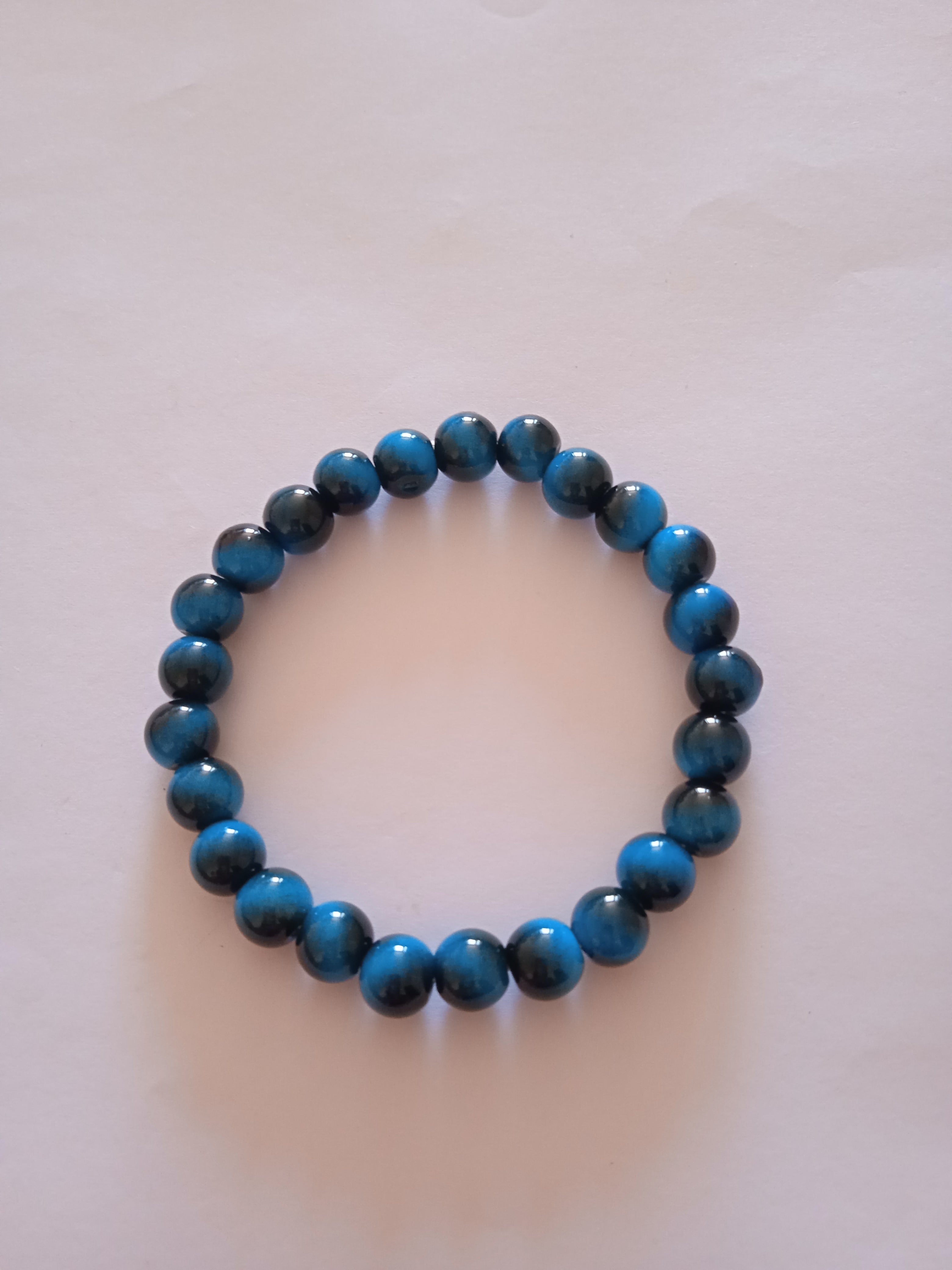 bracelet perles bleu turquoise obsidienne protection oeil de chat