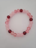 bracelet perles rose & rouge grenat protection