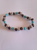 bracelet femme perle bleu turquoise marron acier
