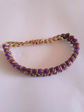 bracelet mixte ajustable double violet protection tissu brillant