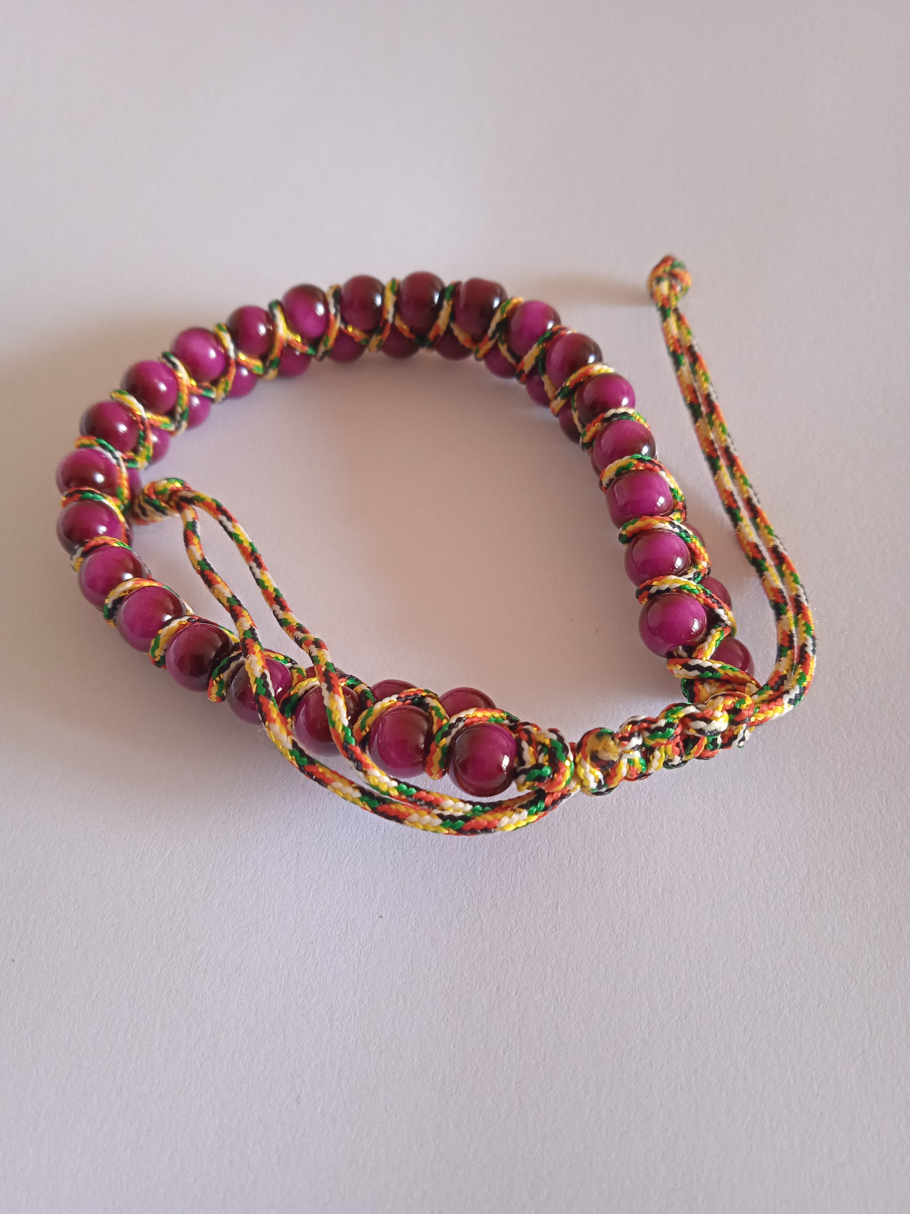 bracelet femme ajustable double violet protection