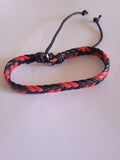 bracelet mixte ajustable cuir rouge & noir