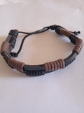 bracelet homme double lacet cordon ajustable noir & marron