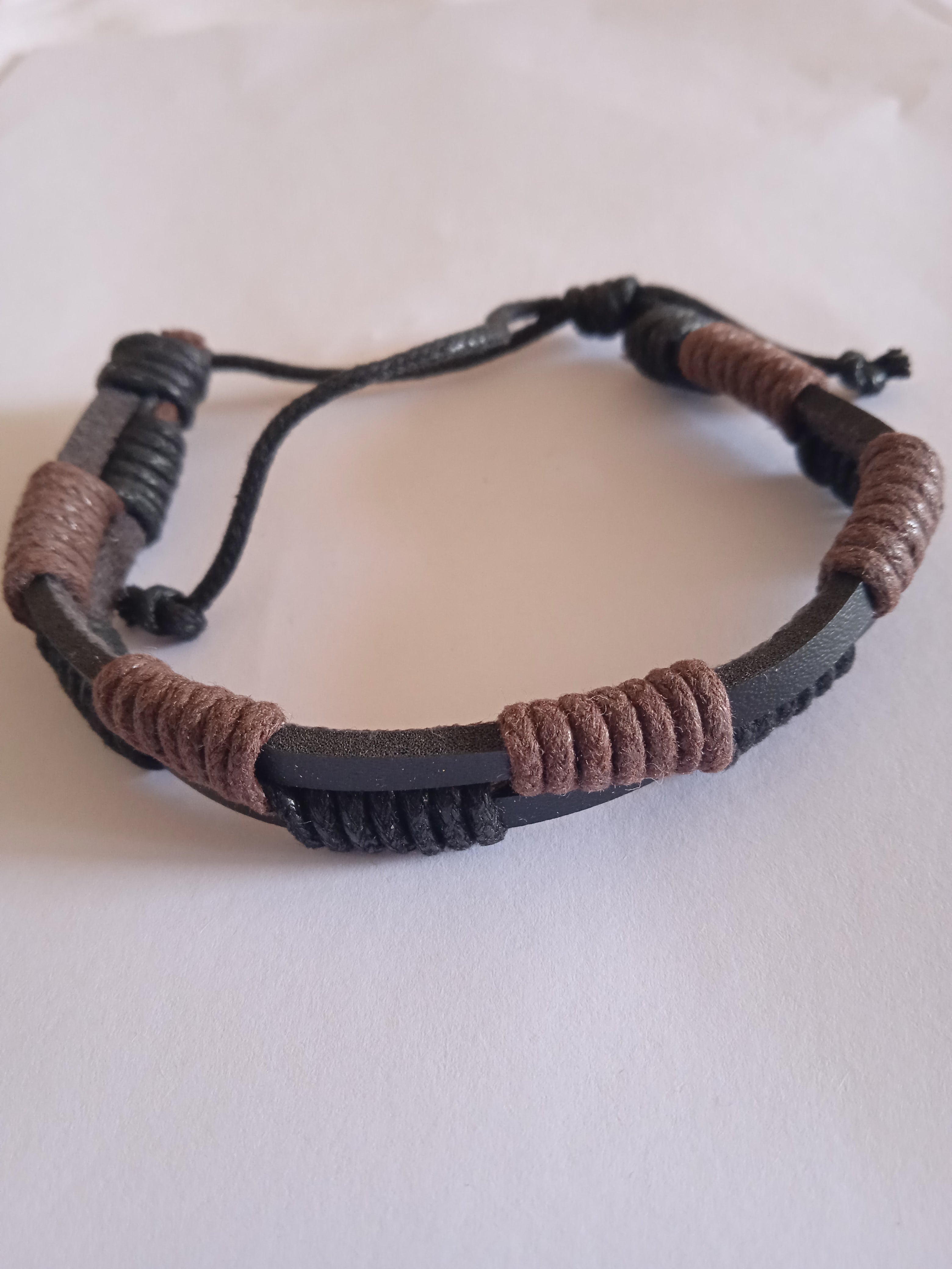bracelet homme double lacet cordon ajustable noir & marron